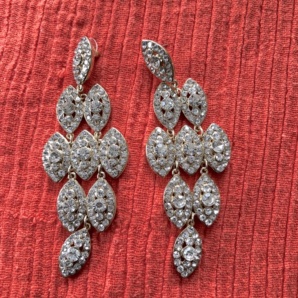 Gold and Rhinestone chandelier earrings